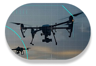 Floating visual element representing AI model training and inference pipeline