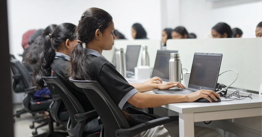 AI data annotation professionals working on computers.
